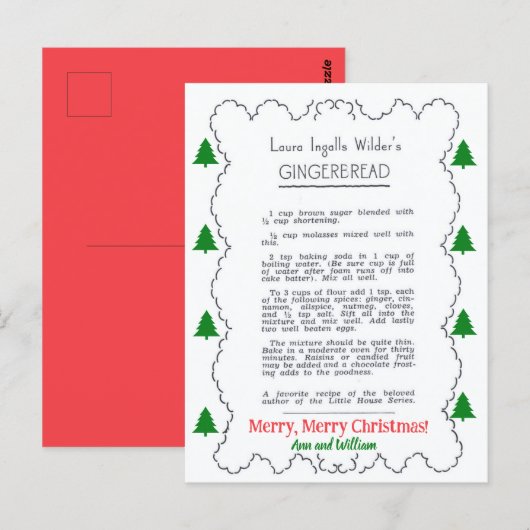 A Gingerbread Christmas Recipe Postcard ポストカード (正面/裏面)