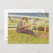 A Girl編み物1888 (キャンバス上の油) ポストカード (正面/裏面)