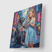 A girl and a seal. スクエア壁時計 (傾斜)