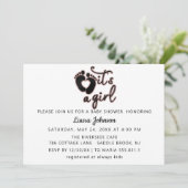 A Girl Baby Shower写真バラハート足 招待状 (スタンド正面)