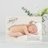 A Girl Full Photo Birth Announcement 案内状 (スタンド正面)