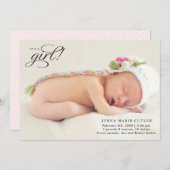 A Girl Full Photo Birth Announcement 案内状 (正面/裏面)