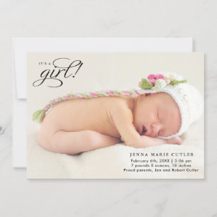 A Girl Full Photo Birth Announcement 案内状