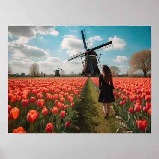 A girl in a tulip field ポスター (正面)