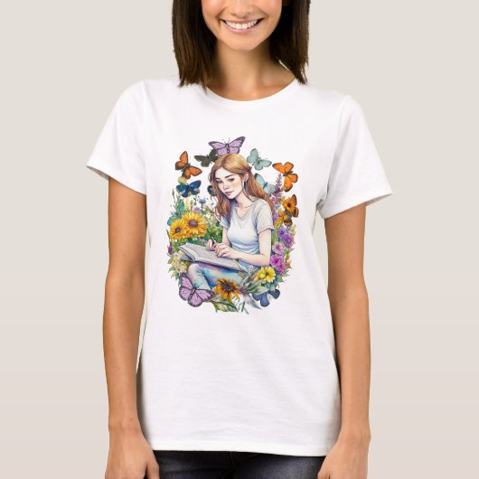 A Girl, Journal, Chours and Flowers Tシャツ (正面)