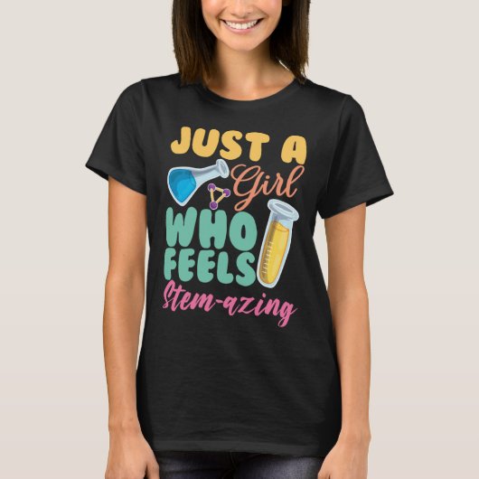 A Girl Who Feels Steam Azing Steminist Science Mat Tシャツ (正面)