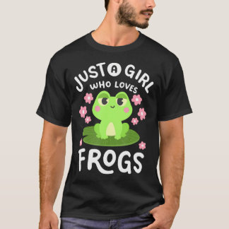 A Girl Who Loves Frogs Kawaii Frog Lovers Women Gi Tシャツ