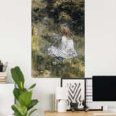 A Girl with Flower on the Grass (1878)  ポスター (ホームオフィス)