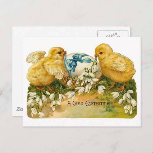 A Glad Eastertideかわいいヴィンテージイースター シーズンポストカード (正面/裏面)