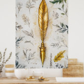 A golden feather or a fancy fountain pen. ポスター (キッチン)