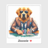 A Golden Retriever Dressed in a Suit Plays Poker シール (シート)