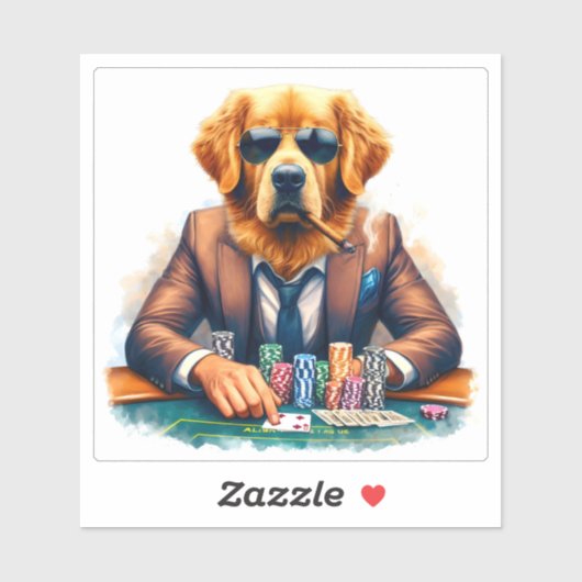A Golden Retriever Dressed in a Suit Plays Poker シール (シート)