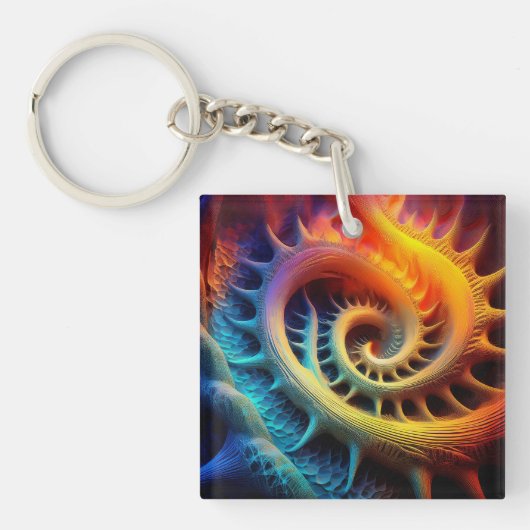 A Golden Spiked mandelbrot Set Fractal キーホルダー (正面)