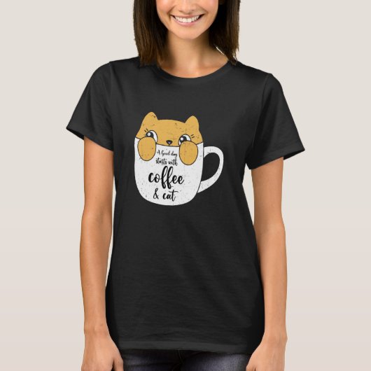 A Good DayはCoffee & Cat Coffee Mug Catから Tシャツ (正面)