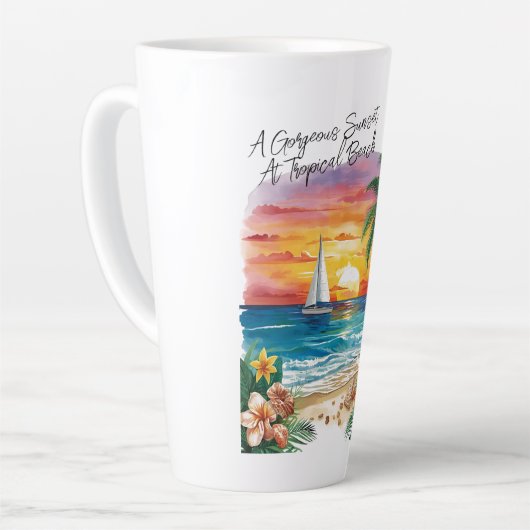 A Gorgeous Sunset At Tropical Beach, Vacation, カフェラテマグ (左アングル)