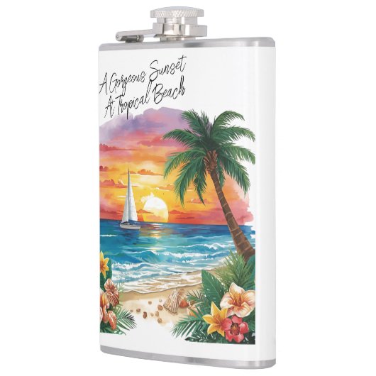 A Gorgeous Sunset At Tropical Beach, Vacation, フラスク (左)
