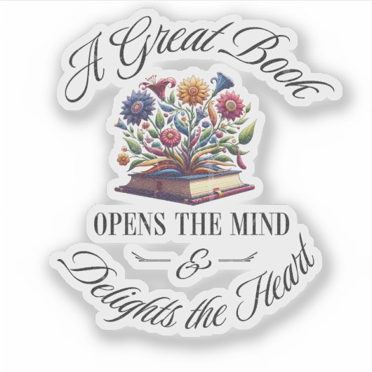 A Great Book Delights Floral  シール (正面)