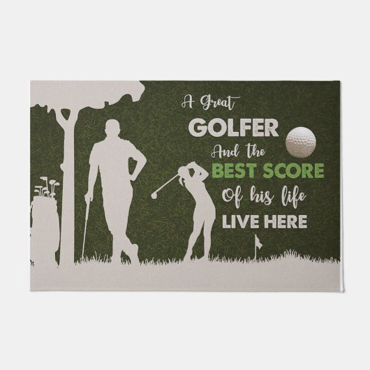 A Great Golfer And The Best Score Funny Mat ドアマット (正面)