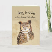 A Great Horned Owl Personality Birthday Fun Bird カード (正面)