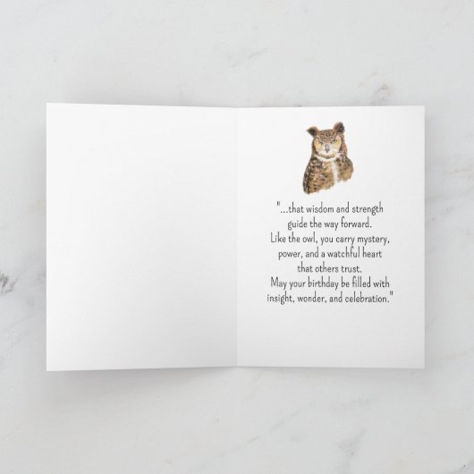 A Great Horned Owl Personality Birthday Fun Bird カード (内部)
