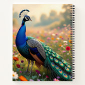 A Green and Blue Peacock in Flowers Personalized ノートブック (裏面)