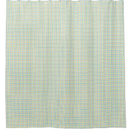 A green plaid shower curtain shown both flat シャワーカーテン