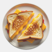 A Grilled Cheese Sandwich on a Plate ラウンドシール (正面)