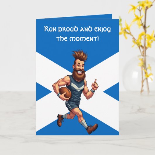 A Grinning Scottish Rugby Runner カード (黄色い花)