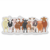 a group of cow sticker シール (正面)