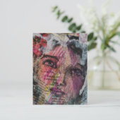 A grungy face mixed media collage ポストカード (スタンド正面)