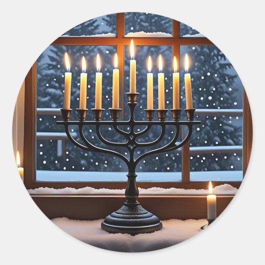 A Hanukkah Winter Night  ラウンドシール (正面)