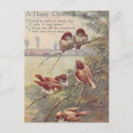 A HAPPY CHRISTMAS   (seven nightingales on branch) ポストカード