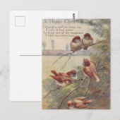A HAPPY CHRISTMAS   (seven nightingales on branch) ポストカード (正面/裏面)