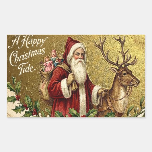 A Happy Christmas Tide 長方形シール (正面)