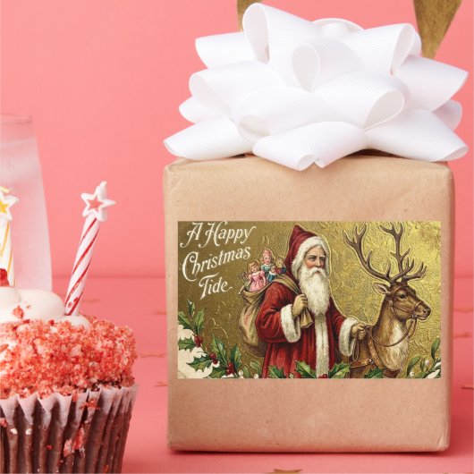 A Happy Christmas Tide 長方形シール (パーティー)