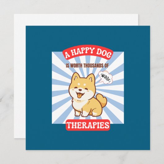 A Happy Dog Cute Dog Card 案内状 (正面/裏面)