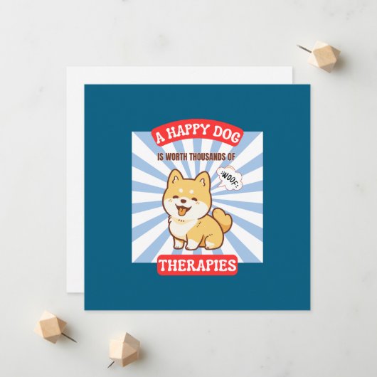 A Happy Dog Cute Dog Card 案内状 (正面/裏面インサイチュ)