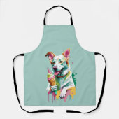 A Happy Dog eating an ice-cream エプロン (正面)