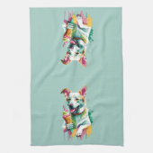 A Happy Dog eating an ice-cream キッチンタオル (縦)