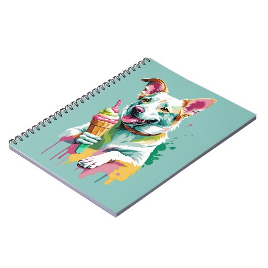 A Happy Dog eating an ice-cream ノートブック (左側)