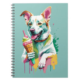 A Happy Dog eating an ice-cream ノートブック