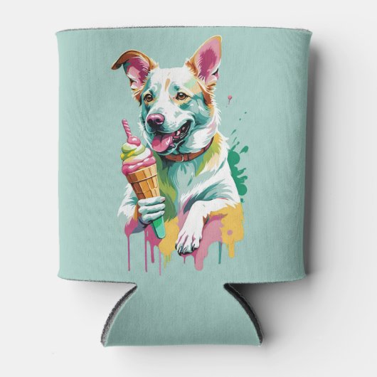 A Happy Dog eating an ice-cream 缶クーラー (正面)