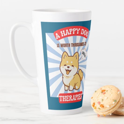 A Happy Dog Shiba cute dog カフェラテマグ (インサイチュ)