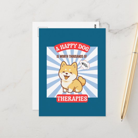A Happy Dog Shiba cute dog ポストカード (正面/裏面インサイチュ)