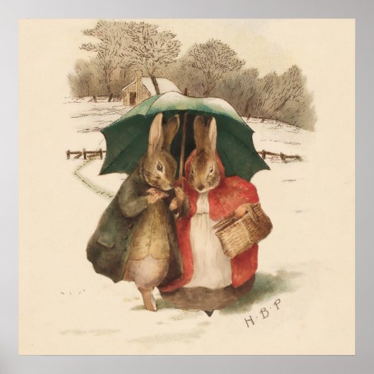 “A Happy Pair” by Beatrix Potter ポスター (正面)