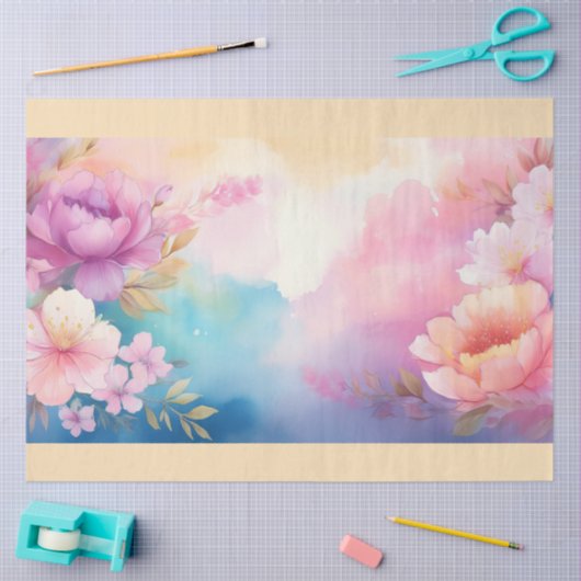 A Hazy Floral Blossom Design #7 薄葉紙 (クラフト)