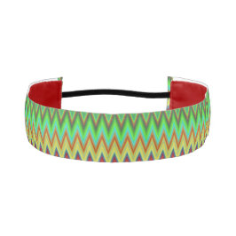 A headband with a vibrant zigzag pattern in green アスレチックヘッドバンド