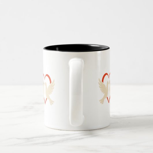 a Heart Mug – Love & Peace Symbol ツートーンマグカップ (ハンドル)