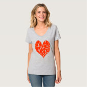 A Heart Of Hearts Romantic Design Monotone Red Tシャツ (正面フル)