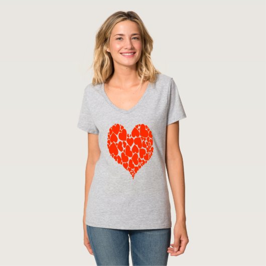 A Heart Of Hearts Romantic Design Monotone Red Tシャツ (正面フル)